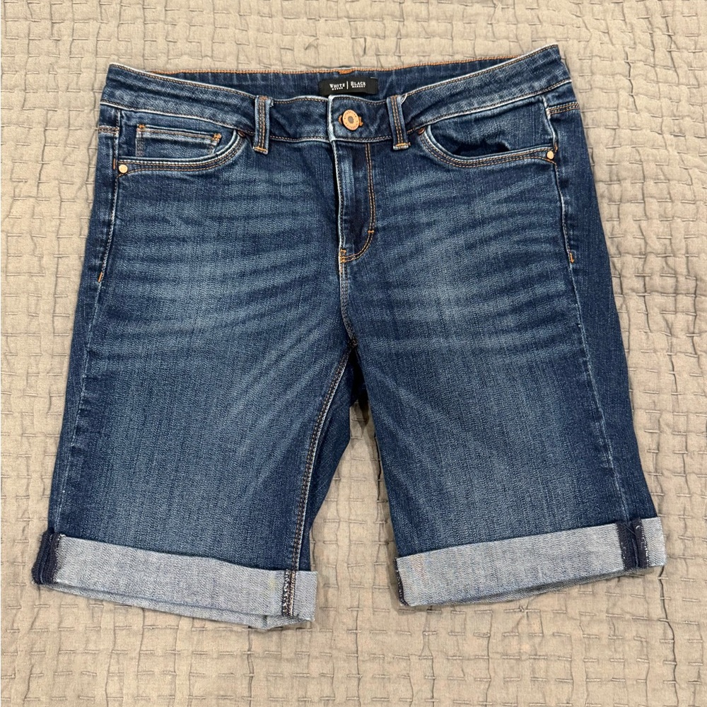White House Black Market Women’s Blue Bermuda Shorts with Cuffed Leg size 6